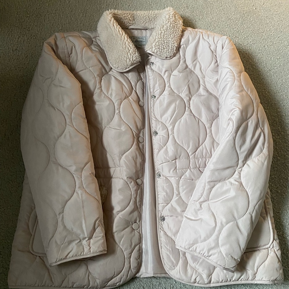 Bass Cream Quilted Jacket with Shearling Collar